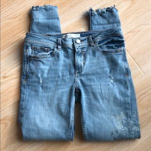 Zara Basic Z1975 Jeans, crystal patchwork, size 6